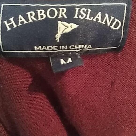 Harbor Island Mens Size Medium Sweater Burgundy V-Neck Long Sleeve - Picture 5 of 6